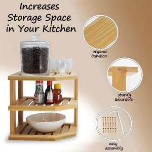 Bamboo dish rack, bamboo cabinet <b>storage</b> rack, bathroom corner shelf, <b>kitchen</b> corner spice rack, bamboo three-tier <b>storage</b> rack - Product Image 4