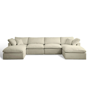 <span class=keywords><strong>Canapé</strong></span> modulaire en forme de L en lin moderne <span class=keywords><strong>pour</strong></span> salon, style nuage, vente en gros - Product Image 6