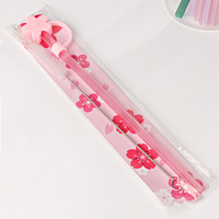 Pailles à boire réutilisables écologiques en forme de fleur, accessoires de bar, cadeaux de fête, personnalisables, en plastique PP certifié LFGB