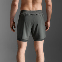 Shorts de course vintage en maille respirante sans doublure, vert néon et noir, entrejambe de 5 pouces, dos en V, idéal pour la gym