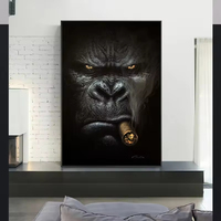 Peintures sur Toile Abstraites Singes et Gorilles Fumeurs, Affiches et Impressions d'Animaux pour Décoration Murale de Salon