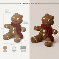 Boneka Manusia Roti Jahe Natal dari Kain Corduroy Vintage dengan Syal Rajut Merah untuk Dekorasi Rumah Liburan Bergaya Rustik dan Hadiah