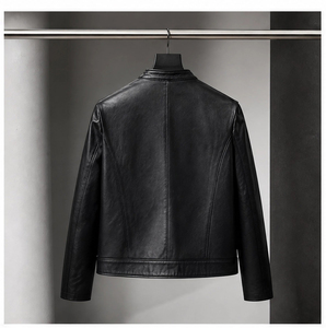 Chaqueta de Cuero Estilo Moto para Mujer, Nueva Colección Primavera-Otoño, Chaqueta Corta con Cuello Alto para Uso Diario Informal - Product Image 3
