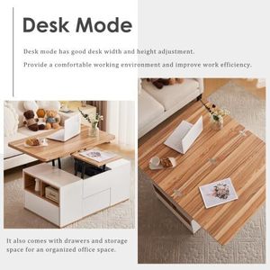 <b>Small</b> apartment Nordic style folding and height-adjustable coffee <b>table</b>, multi-functional floor <b>table</b>, simple living room - Product Image 4