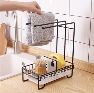 Kitchen Metal L-Shaped Rag Rack Draining Rack Punch-Free Wall-Mounted Sponge <strong>Towel</strong> Holder <strong>Storage</strong> Shelving <strong>Unit</strong> - Product Image 1