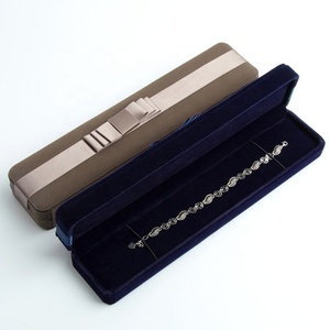 Boîte à bijoux en velours bleu et marron de toutes tailles, forme rectangulaire pour boucles d'oreilles, bagues, colliers, bracelets - Product Image 1