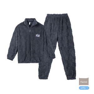 Nouvel ensemble deux pièces en flanelle d'automne et d'hiver pour hommes avec <span class=keywords><strong>polaire</strong></span> corail épaisse et chaude pour la maison en hiver - Product Image 5