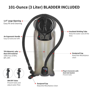 Vejiga DE AGUA DE TPU de supervivencia para senderismo al aire libre personalizada con deflector central, paquete de hidratación, vejiga de agua - Product Image 5