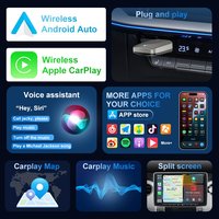 Adaptateur sans fil 2-en-1 CarPlay et Android Auto pour téléphones iPhone et Android - Installation universelle facile par branchement