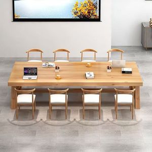 Mesa de Conferencia Rectangular de Madera Maciza, Mesa de Reuniones de Oficina con Juego de Sillas, Diseño Moderno y Sencillo - Product Image 3