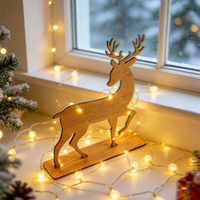 Décoration de table écologique en bois naturel lavable en forme de renne avec technique de découpe pour l'accentuation décorative de Noël à la maison