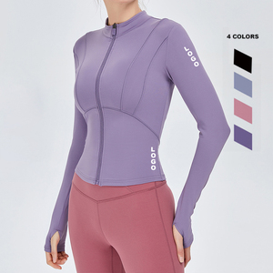 Women's High Stretch Front Zip Yoga Sweatsuit Spring <b>Long</b> <b>Sleeve</b> Thumb Hole Tight Fit Sports Gym Jackets Fiess Sportswear <b>Tops</b> - Product Image 1