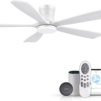 Ventilateur de plafond de 52 pouces à moteur CC silencieux avec lame en bois massif léger 3 voies de contrôle Changement de couleur et source d'alimentation électrique intelligente Dim