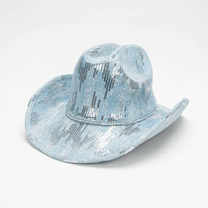 Chapeau en denim à paillettes <span class=keywords><strong>de</strong></span> haute qualité avec large bord, toutes saisons, unisexe, style streetwear, chapeau <span class=keywords><strong>de</strong></span> cowboy pour Y2K, pêche, randonnée - Product Image 1