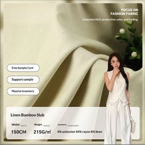Tissu en Lin et Viscose Tissé Effet Slub 215g Écologique Respirant Résistant à l'Abrasion Tissu Fluide et Tendance pour Pantalons et Blazers pour Filles - Product Image 1