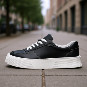 Zapatillas de Cuero Casuales para Hombre, con Punta Redonda, Cordones, Suela Gruesa, Transpirables, para Caminar, Estilo Moderno para Todas las Temporadas - Product Image 2