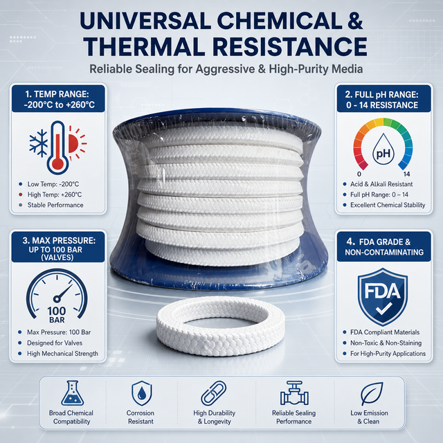 High-Performance White PTFE Gland Packing Oil-Containing Sealing Strip Premium Seals Product