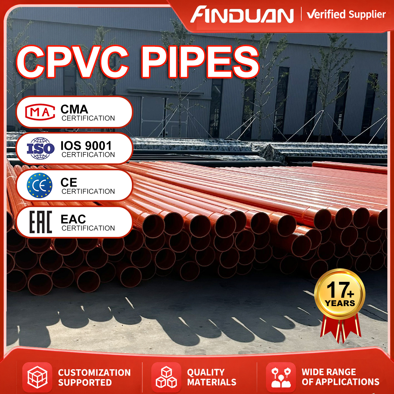 ISO9001 CE Certified CPVC Pipe High Temperature Plastic CPVC Water Pipe for Industrial and Construction Plumbing · image 3