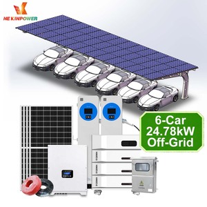 Kit de carport solaire hors réseau pour 6 places de stationnement, 24,78 kW, stockage d'énergie 32 kWh pour entrepôt - Product Image 3