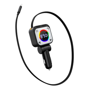 Xe Tiện Ích 2025 FM Transmitter Car Charger 30W/RGB Màu Vòng Ánh Sáng/Có Thể Thu Vào Loại C Cáp 45W Với Bluetooth - Product Image 3