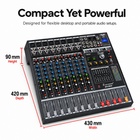 Console de mixage audio professionnelle EX-800 8 canaux, 99 effets DSP, égaliseur 7 bandes, USB, Bluetooth pour studio, scène, streaming en direct