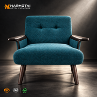 Fauteuil de salon moderne en tissu, fauteuil de loisirs en bois massif pour hall d'hôtel, suite et projet hôtelier