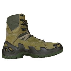 Bottes mi-hautes en daim TSB07 vert olive et marron foncé avec manches camouflage CP, personnalisées pour la randonnée et la chasse - Product Image 1