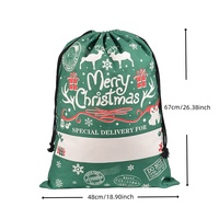 Joyeux Noël Grand Sac Cadeau Lin Vert Cordon Sac Écologique Durable Réutilisable Cordon Pochettes pour Noël