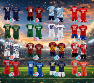Conjunto de Uniforme de Fútbol Personalizado para Hombre, Sublimado Completo, Poliéster, Nombre y Número del Equipo Personalizados, Camiseta y Pantalones Cortos de Fútbol, Ropa Deportiva para Adultos - Product Image 3