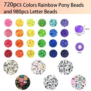 Kit de perles acryliques DIY, 720 pièces, 24 compartiments, perles colorées en forme de lettres pour la fabrication de bracelets, fournitures artisanales - Product Image 3