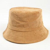 Chapeau Bob Réversible en Velours Côtelé Tendance Printemps, Personnalisable avec Logo, Couleur Unie, Décontracté et Coloré, Idéal Plage et Protection Solaire