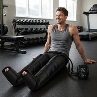 Masseur de jambes à ondes d'air, 5 airbags indépendants, enveloppement complet des jambes, sans fil, rechargeable, 6 modes, 8 niveaux de pression, écran LCD
