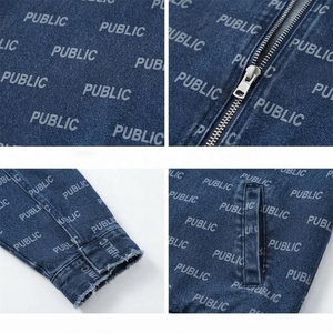 Veste en jean personnalisée haut de gamme entièrement imprimée pour homme, décontractée, avec fermeture éclair, col rabattable, en coton, pour l'automne, vêtement d'extérieur de luxe - Product Image 2