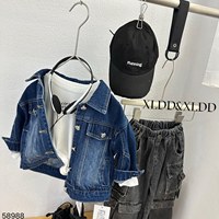 Veste en jean safari classique en coton pour enfants (garçons et filles) avec boutons sur le devant et poches, vêtements d'extérieur, vente en gros, vêtements pour enfants OEM