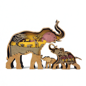 Decorazioni Natalizie Arte Murale Animale Ornamento per la Casa Regalo per Famiglia Amici Amore Artigianato in <span class=keywords><strong>Legno</strong></span> Intagliato 3D Multistrato - Product Image 1