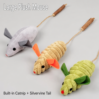 Mainan Kunyah Plush Catnip untuk Kucing & Anak Kucing - Tikus Kayu dengan Infusi Silvervine - Mainan Kunyah Penghilang Kebosanan