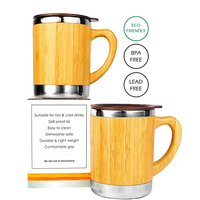 Botol Termos Bambu 450ml dengan Logo Kustom, Botol Air Bambu dengan Baja Anti Karat, Mug Perjalanan Bambu Baru, Mug Modern dengan Pegangan