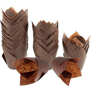Tulip Paper Cupcake Liners 100 Pcs Natural Brown 100 Pcs Coffee Brown Heat Resistant Baking Muffin Cups Cake Tools - Product Image 3