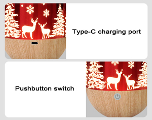 Không khí giáng sinh đèn bàn USB với Cây giáng sinh Hươu ba cấp độ mờ không rơi trang trí con rối dẫn nguồn ánh sáng - Product Image 3