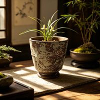 Pot Bunga Keramik Tahan Panas, Bernapas, Tahan Korosi, Gaya Wabi-sabi, untuk Sukulen dan Tanaman Hijau di Meja, Bergaya Rustic