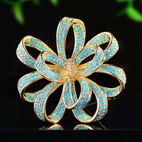 Bros Bunga Pita Turquoise Gaya Mewah Ringan Yuanlong, Desain Modis dan Berkesan, Bunga Dada untuk Mantel, Pin Serbaguna