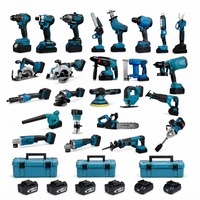 Kit d'outils électriques sans fil avec perceuse, scie, meuleuse, souffleur et lampe de travail pour les travaux de réparation domestiques, de jardin et extérieurs