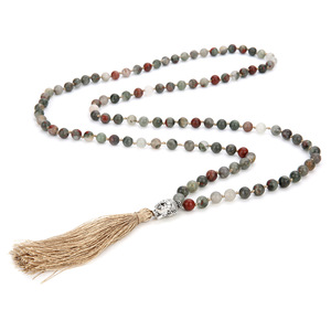 8mm piedra Natural 108 Mala collar con cuentas Vintage étnico Buda cabeza colgante Yoga curación collar de cristal para Mujeres Hombres - Product Image 6
