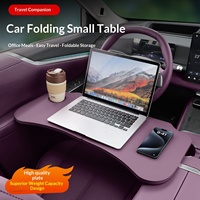 Table pliante en cuir pour Tesla Model 3/Y - Table de repas et bureau pour ordinateur portable côté passager