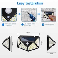 Éclairage mural LED à énergie solaire pour l'extérieur, blanc chaud, base en aluminium IP65 avec installation murale pour jardin
