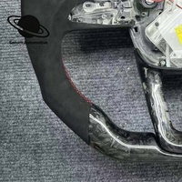 Volant de course en cuir PVC et fibre de carbone forgée avec éclairage LED, style suède, pour Audi Q5 Q6 Q7 Q8
