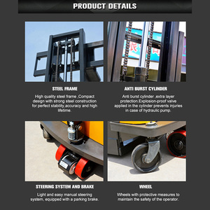 رافعة شوكية كهربائية ذاتية التحميل، رافعة منصات نقالة للممرات الضيقة، رافعة شوكية ذكية يدوية، رافعة شوكية كهربائية صغيرة بحمولة 2 طن (2000 كجم) - Product Image 5