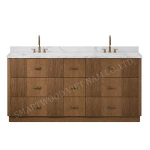 Mueble de baño minimalista Smartwood, mueble moderno con fregadero para hotel y apartamento - Product Image 4