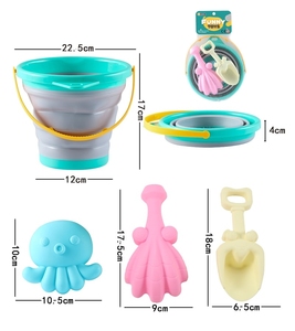Estate spiaggia a buon mercato giocattolo mare sabbia giocattoli 4 pz in gomma morbida acqua gioco pieghevole secchio da bagno giocattoli per bambini - Product Image 3