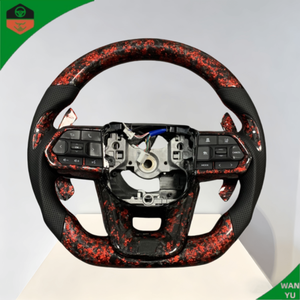 Volant en fibre de carbone forgée avec cuir perforé marron pour <span class=keywords><strong>Toyota</strong></span> Land Cruiser LC300 <span class=keywords><strong>2022</strong></span> 2023 2024 2025 GR Sport - Product Image 5